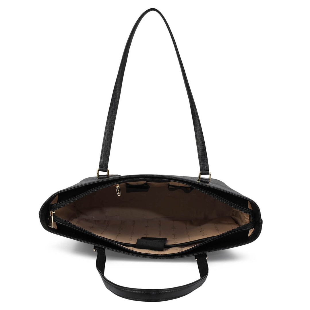 Large  Monogram Leather Tote - Black