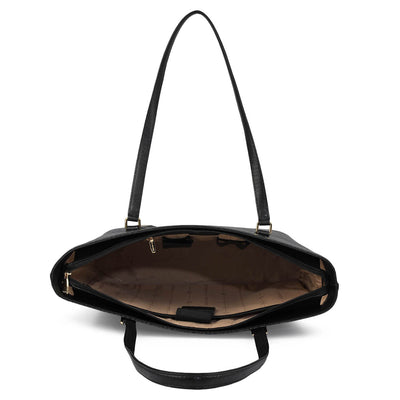 Large  Monogram Leather Tote - Black