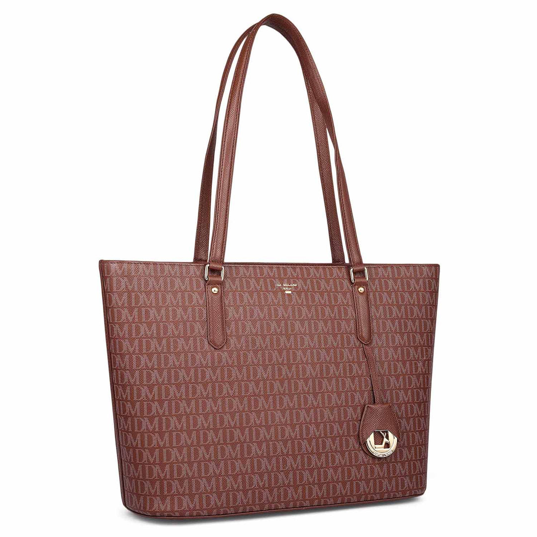 Large Monogram Leather Tote Date