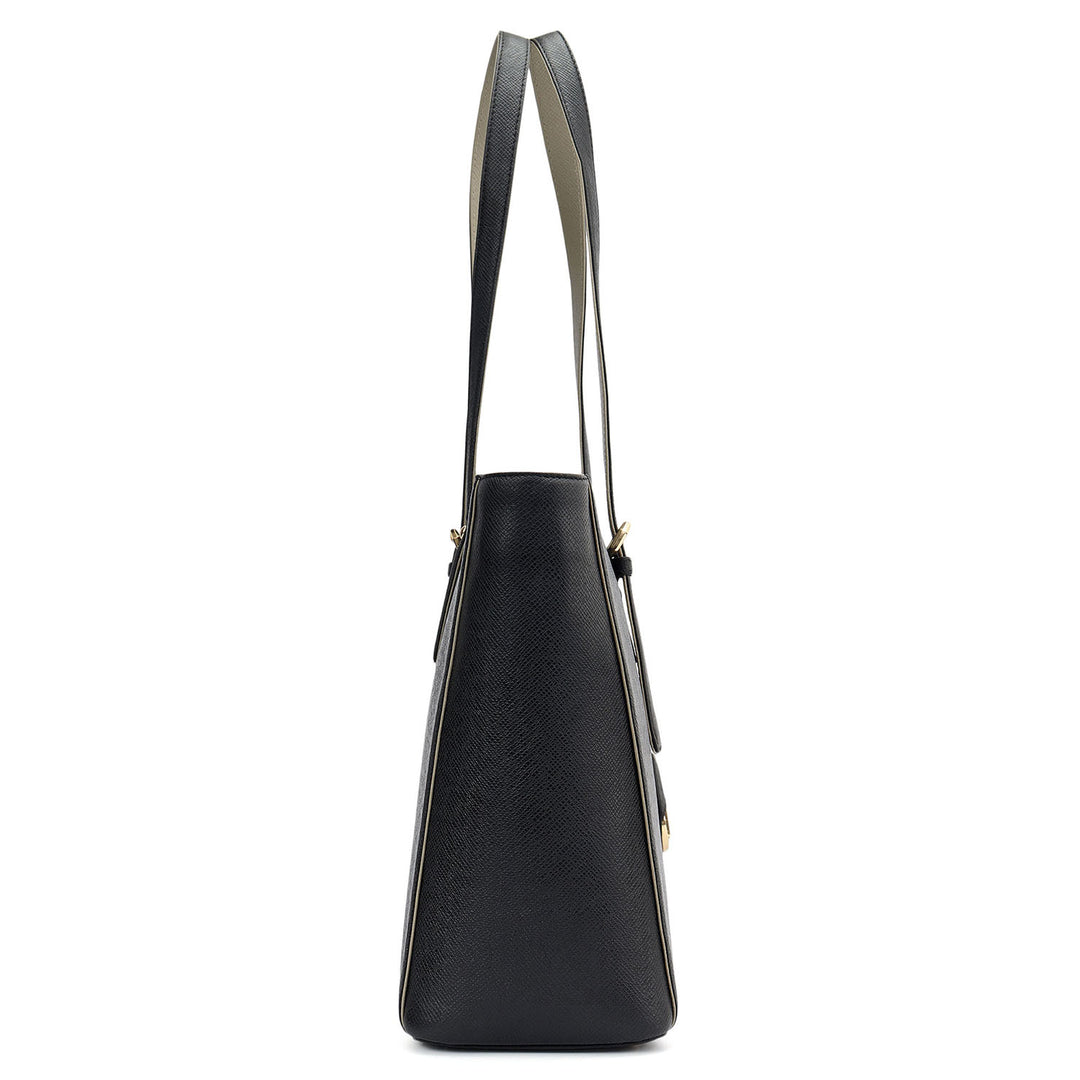 Large Franzy Leather Tote - Black