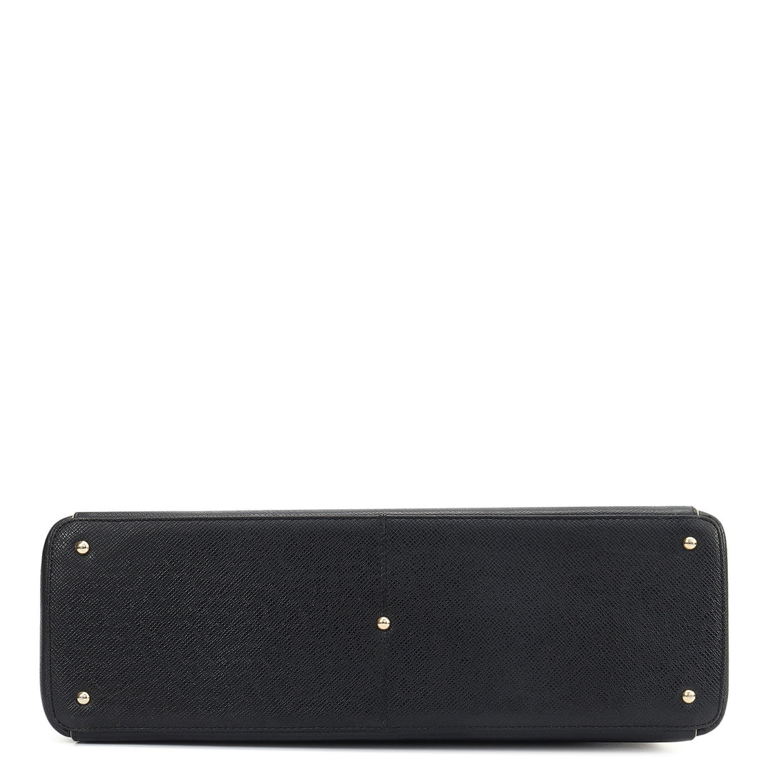 Large Franzy Leather Tote - Black