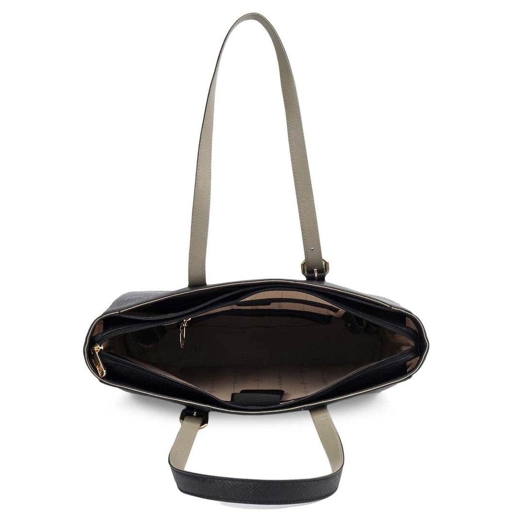 Large Franzy Leather Tote - Black