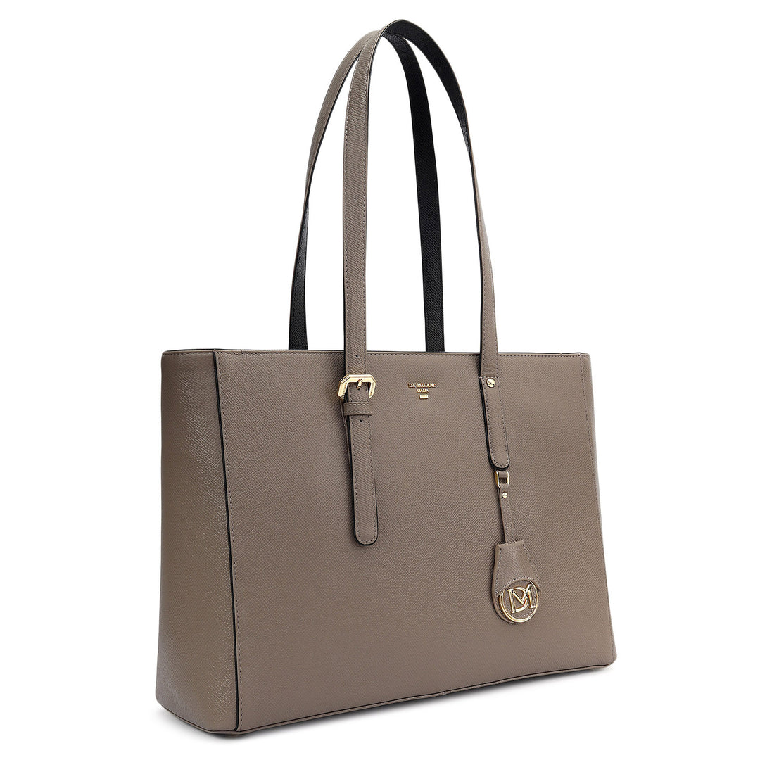 Large Franzy Leather Tote - Smoke Grey