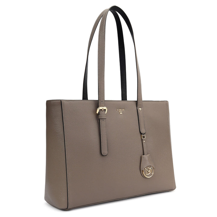 Large Franzy Leather Tote - Smoke Grey