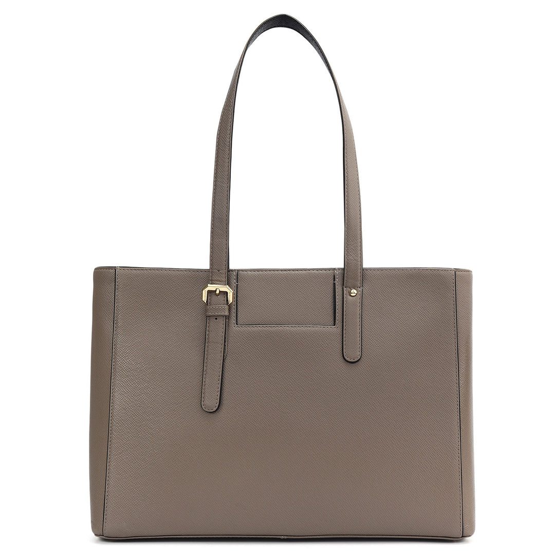 Large Franzy Leather Tote - Smoke Grey