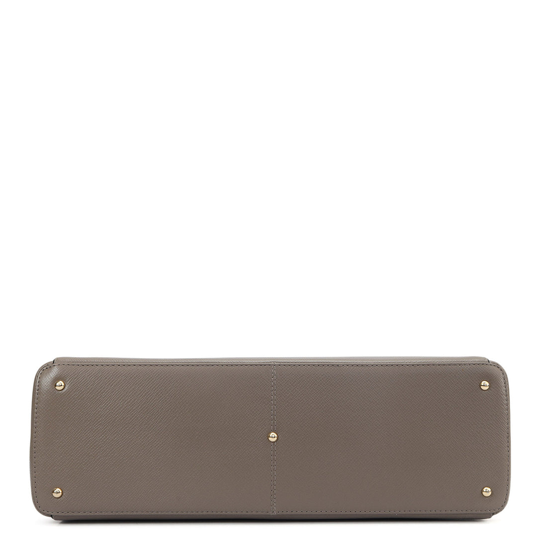 Large Franzy Leather Tote - Smoke Grey