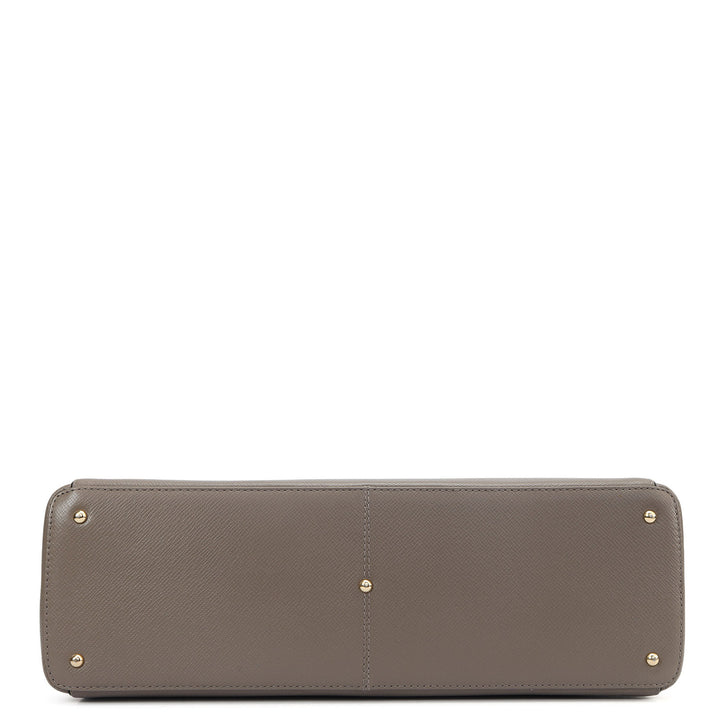 Large Franzy Leather Tote - Smoke Grey