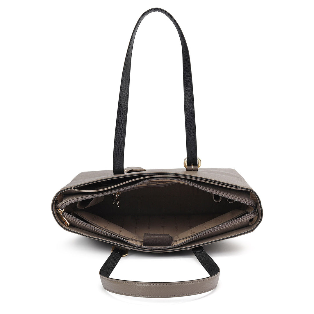 Large Franzy Leather Tote - Smoke Grey