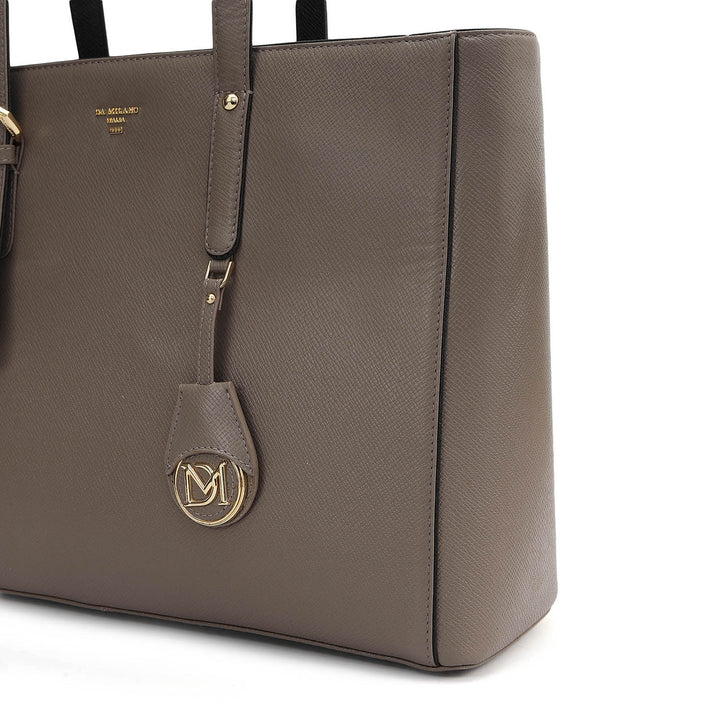 Large Franzy Leather Tote - Smoke Grey