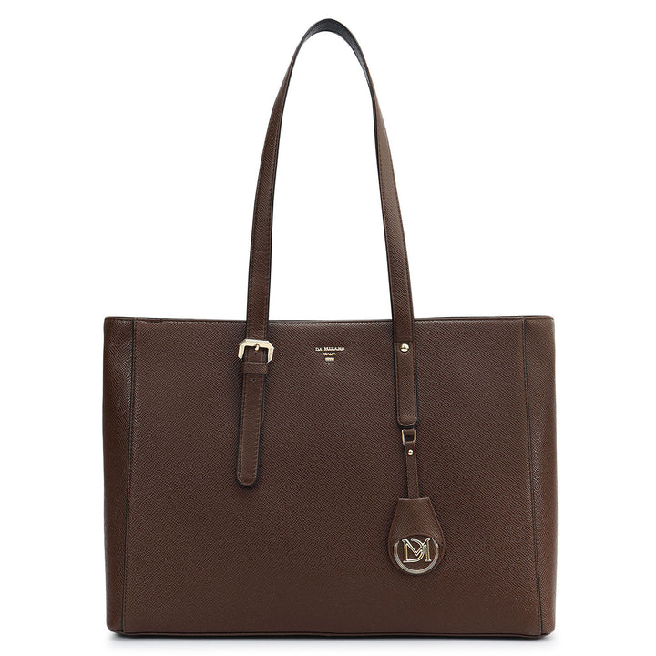 Large Franzy Leather Tote - Walnut