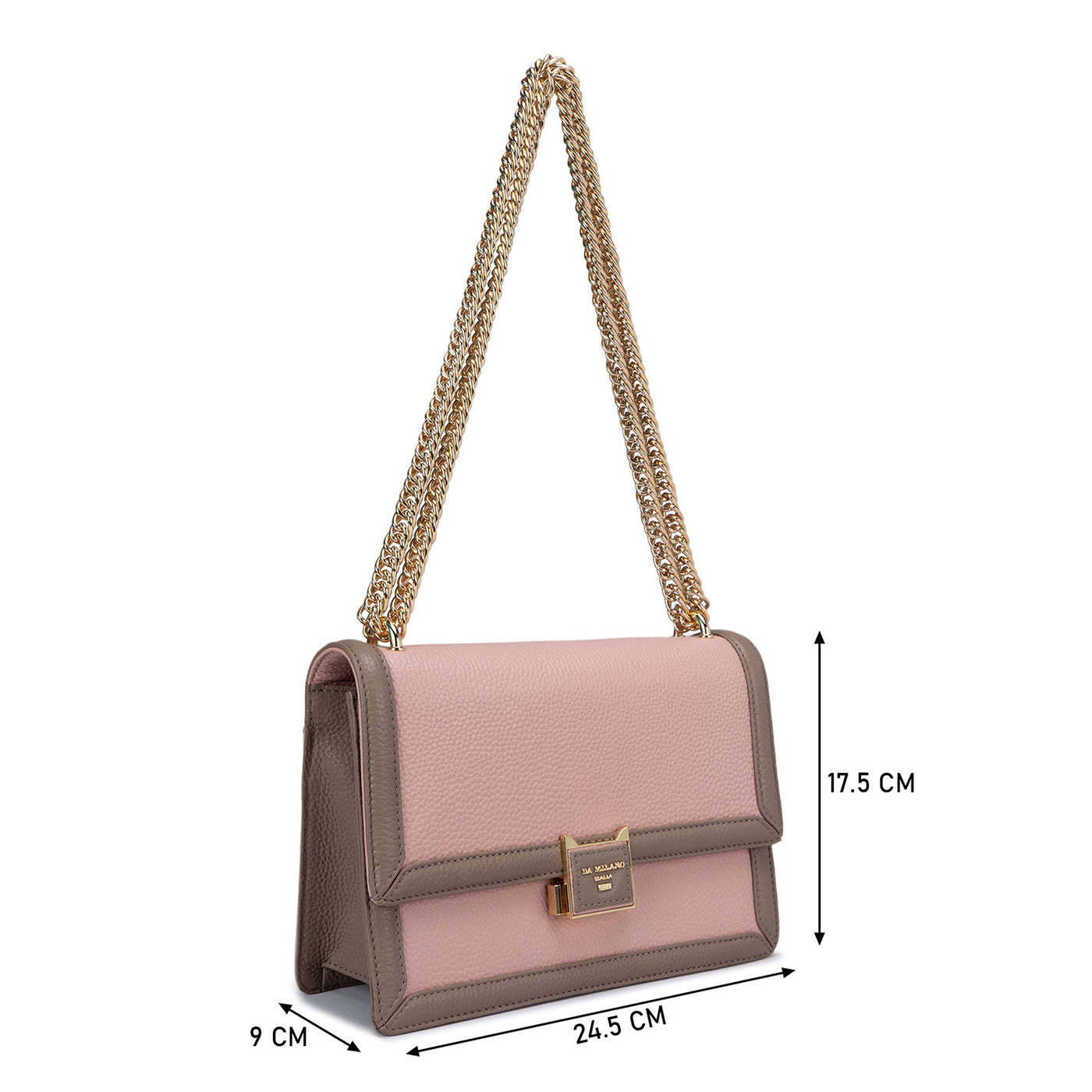 Medium Wax Leather Shoulder Bag - Baby Pink
