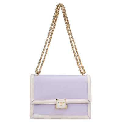 Medium Wax Leather Shoulder Bag - Lilac