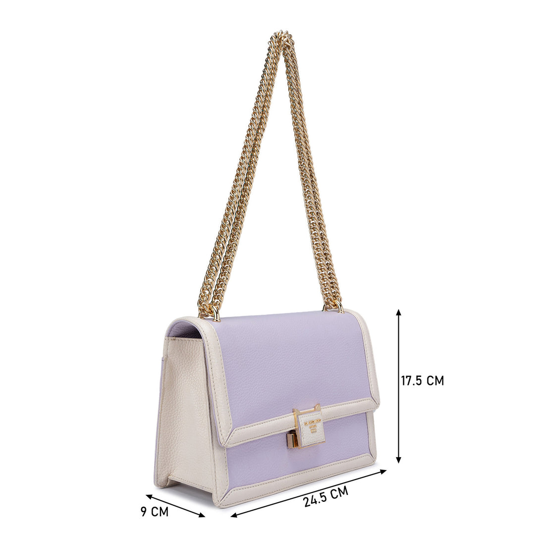 Medium Wax Leather Shoulder Bag - Lilac