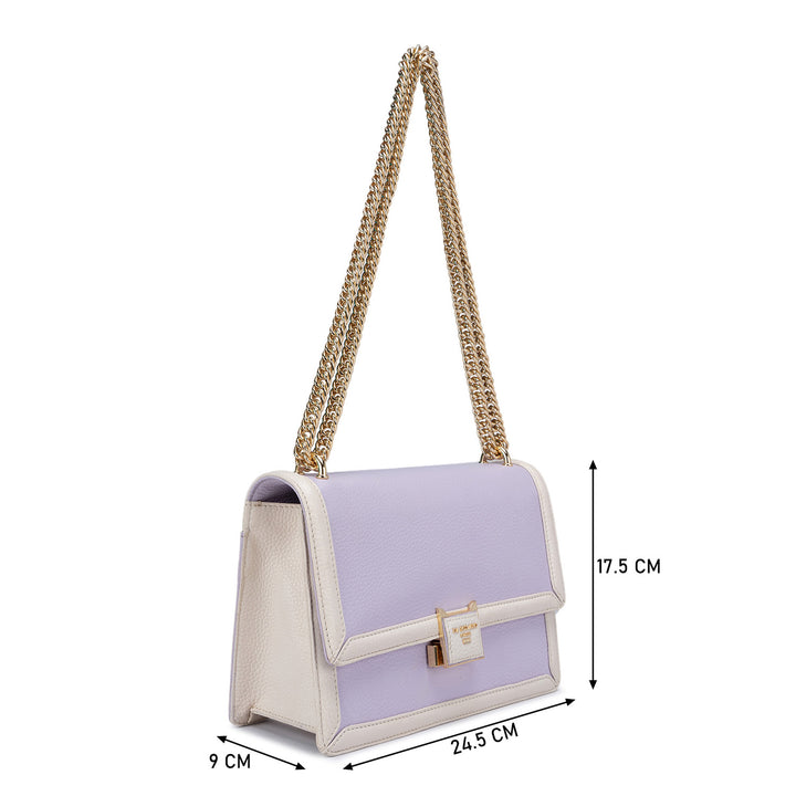 Medium Wax Leather Shoulder Bag - Lilac