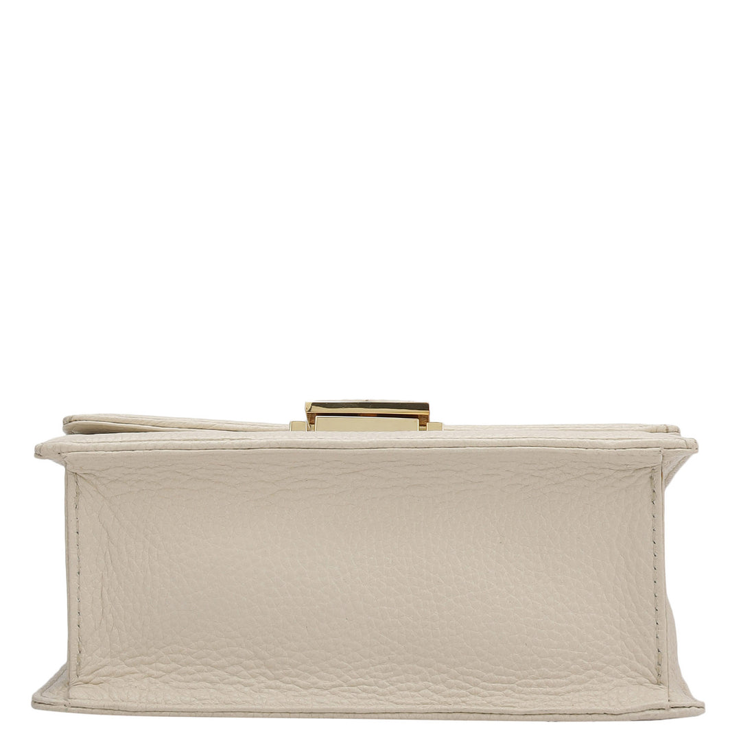 Small Wax Leather Shoulder Bag - Butter