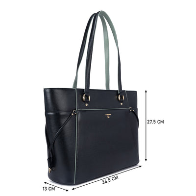 Large Franzy Leather Tote  - Black