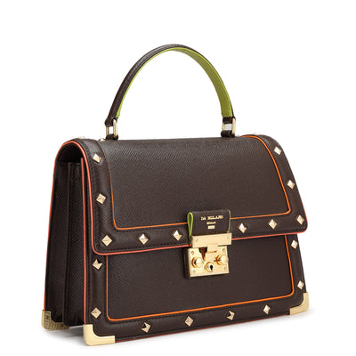 Small Franzy Leather Satchel - Chocolate