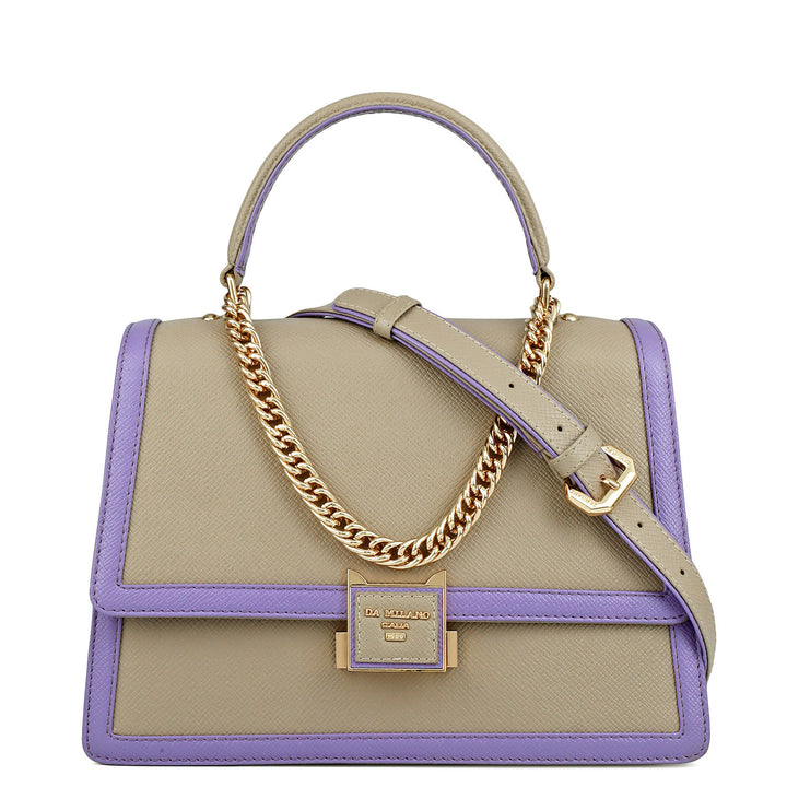 Small Franzy Leather Satchel - Chalk