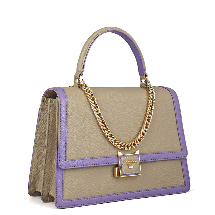 Small Franzy Leather Satchel - Chalk