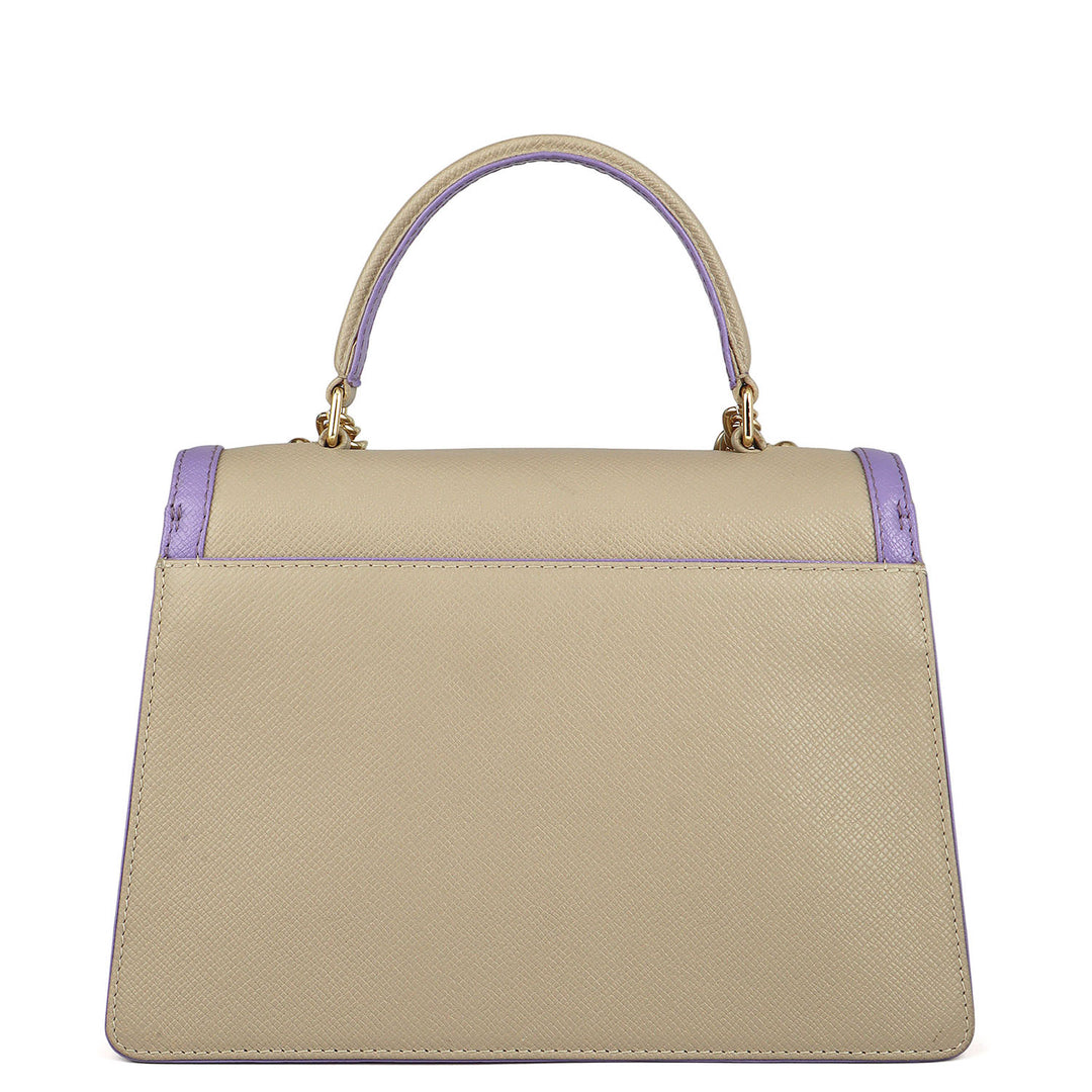 Small Franzy Leather Satchel - Chalk