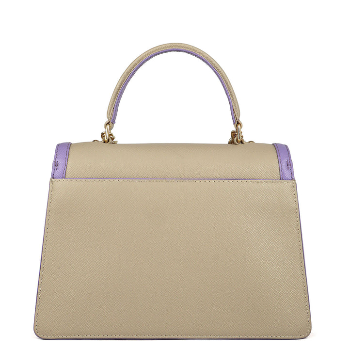 Small Franzy Leather Satchel - Chalk