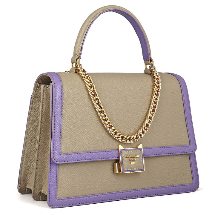 Small Franzy Leather Satchel - Chalk