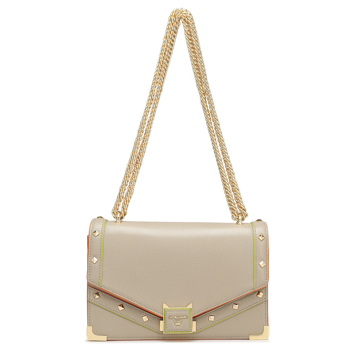 Small Franzy Leather Shoulder Bag - Chalk