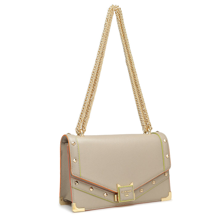 Small Franzy Leather Shoulder Bag - Chalk