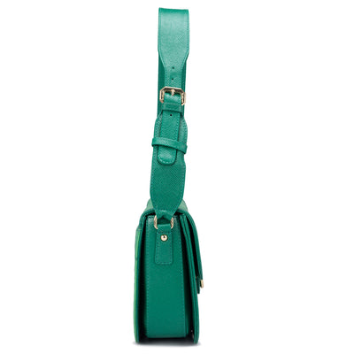 Small Ostrich Leather Shoulder Bag - Green