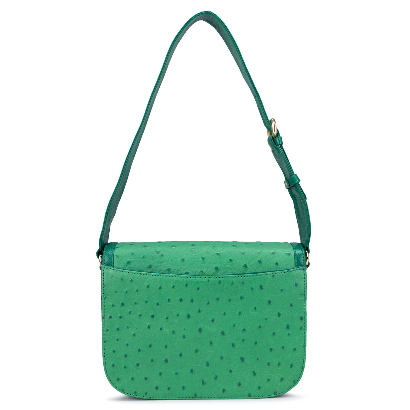 Small Ostrich Leather Shoulder Bag - Green