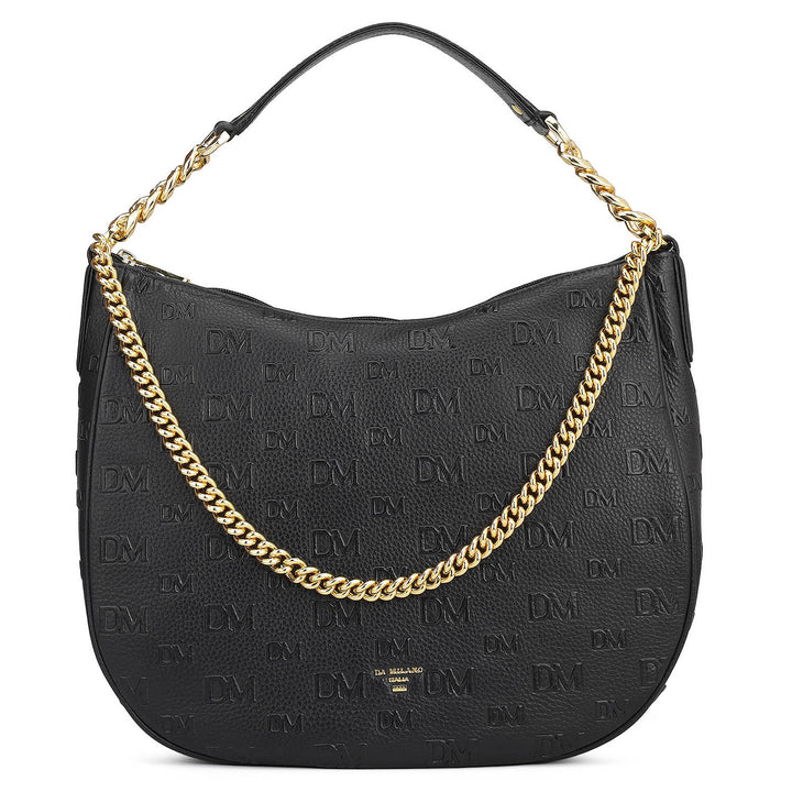 Medium Monogram Wax Leather Hobo - Black
