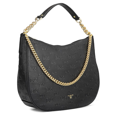 Medium Monogram Wax Leather Hobo - Black