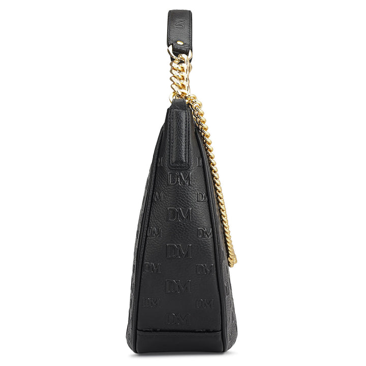 Medium Monogram Wax Leather Hobo - Black