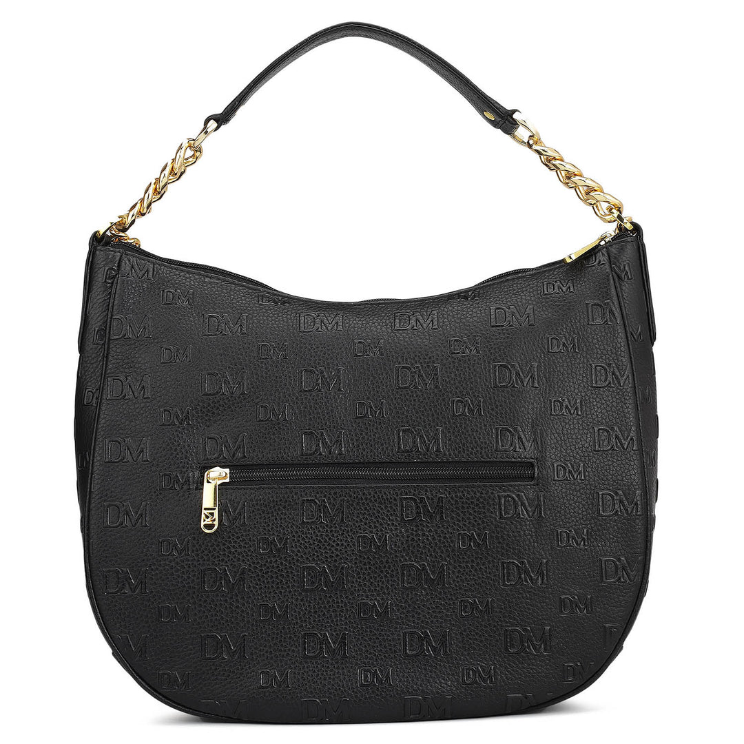 Medium Monogram Wax Leather Hobo - Black