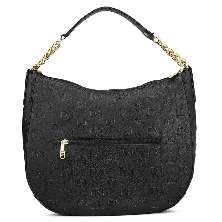 Medium Monogram Wax Leather Hobo - Black