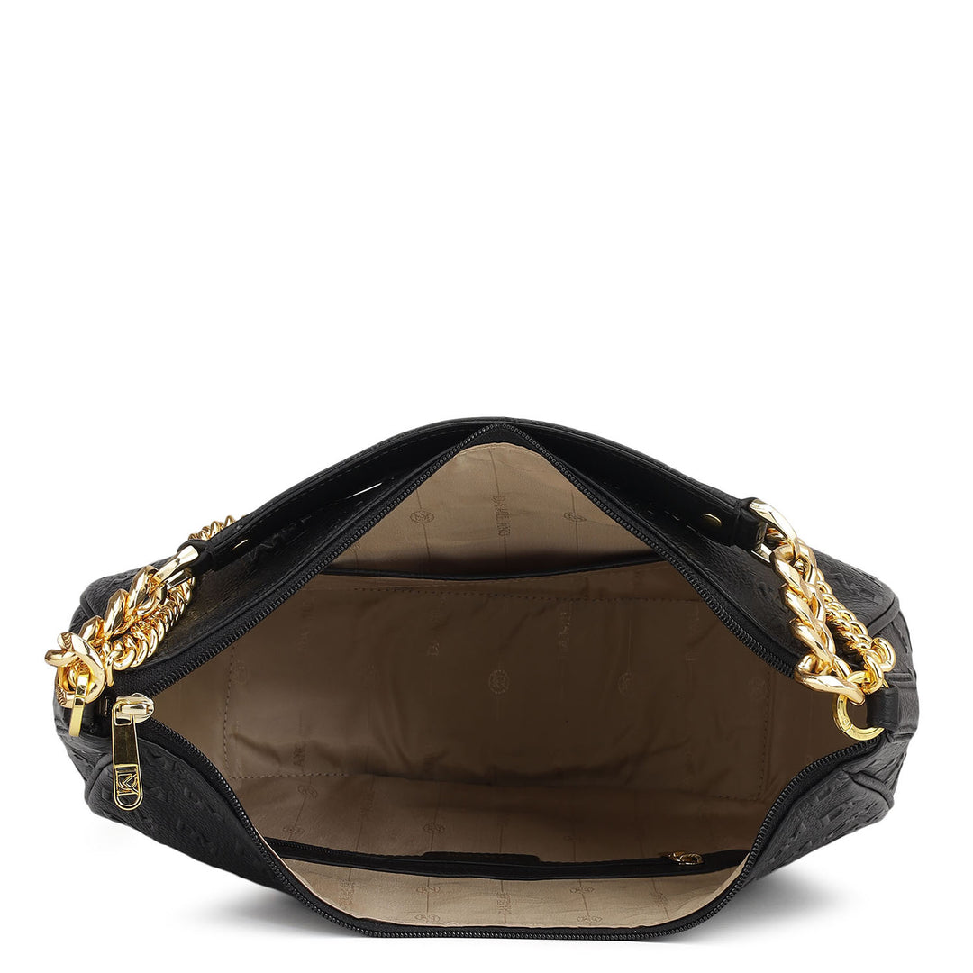 Medium Monogram Wax Leather Hobo - Black