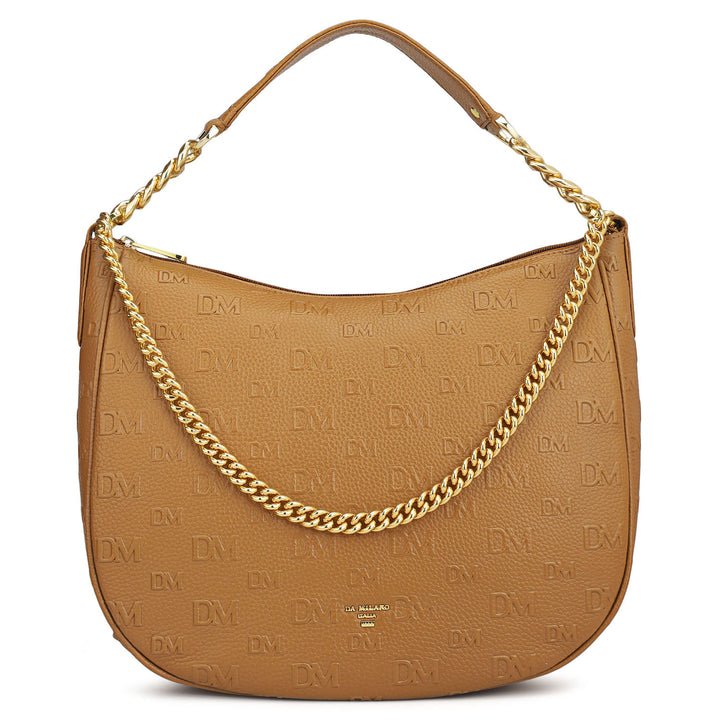 Medium Monogram Wax Leather Hobo - Caramel