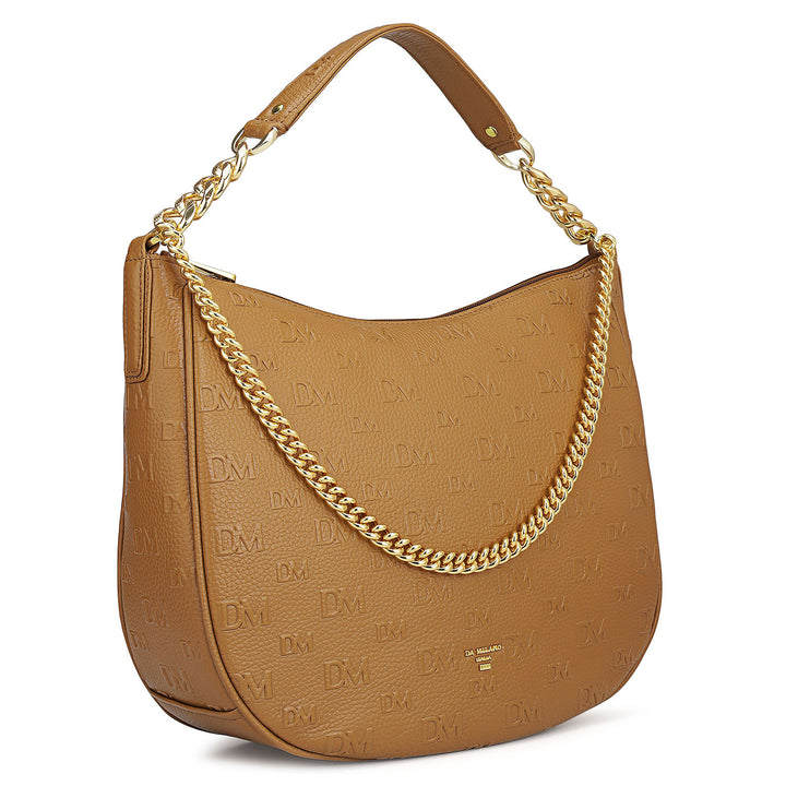 Medium Monogram Wax Leather Hobo - Caramel