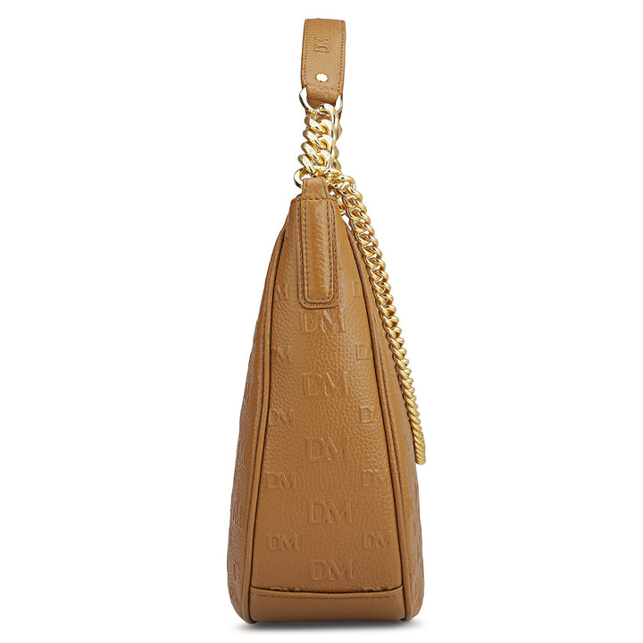 Medium Monogram Wax Leather Hobo - Caramel