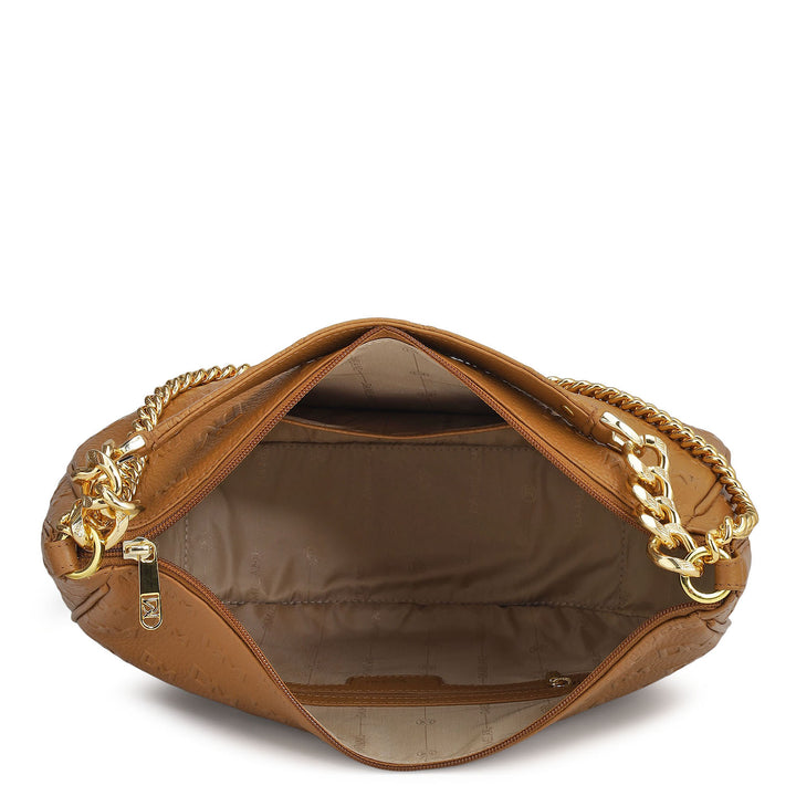 Medium Monogram Wax Leather Hobo - Caramel