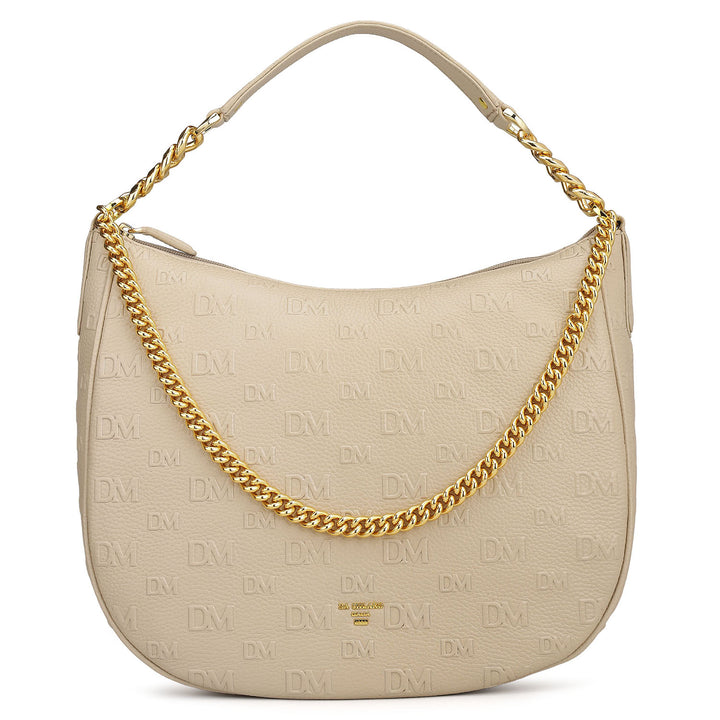 Medium Monogram Wax Leather Hobo - Dove