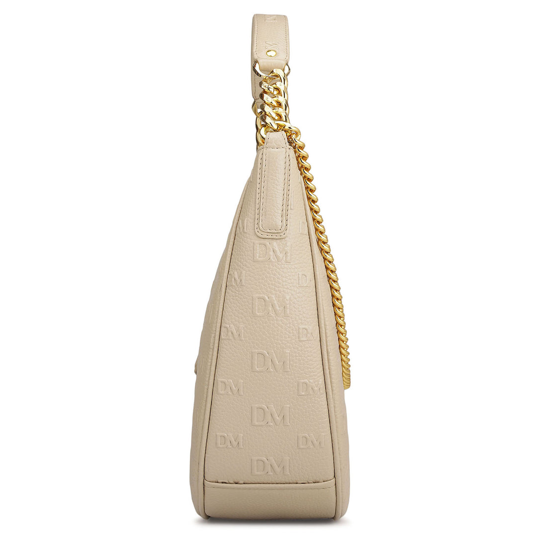 Medium Monogram Wax Leather Hobo - Dove