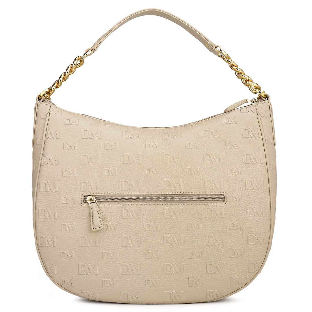 Medium Monogram Wax Leather Hobo - Dove