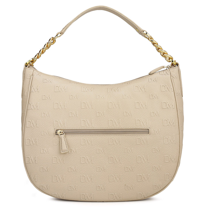 Medium Monogram Wax Leather Hobo - Dove