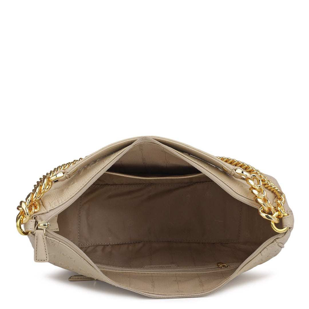 Medium Monogram Wax Leather Hobo - Dove