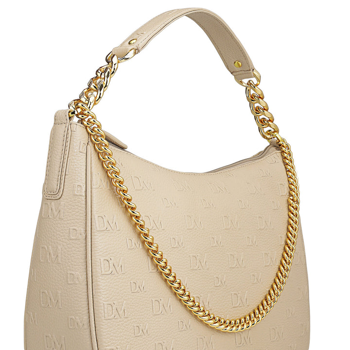 Medium Monogram Wax Leather Hobo - Dove