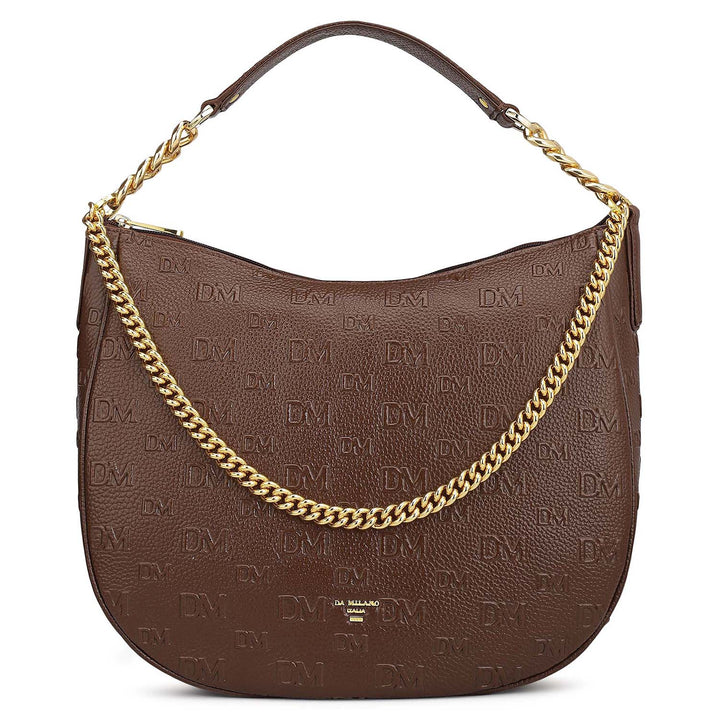 Medium Monogram Wax Leather Hobo - Espresso
