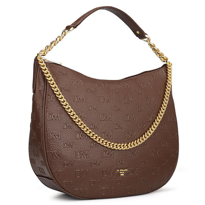 Medium Monogram Wax Leather Hobo - Espresso