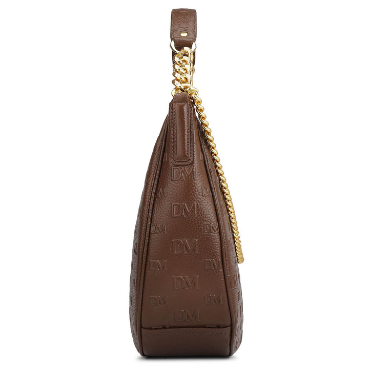 Medium Monogram Wax Leather Hobo - Espresso