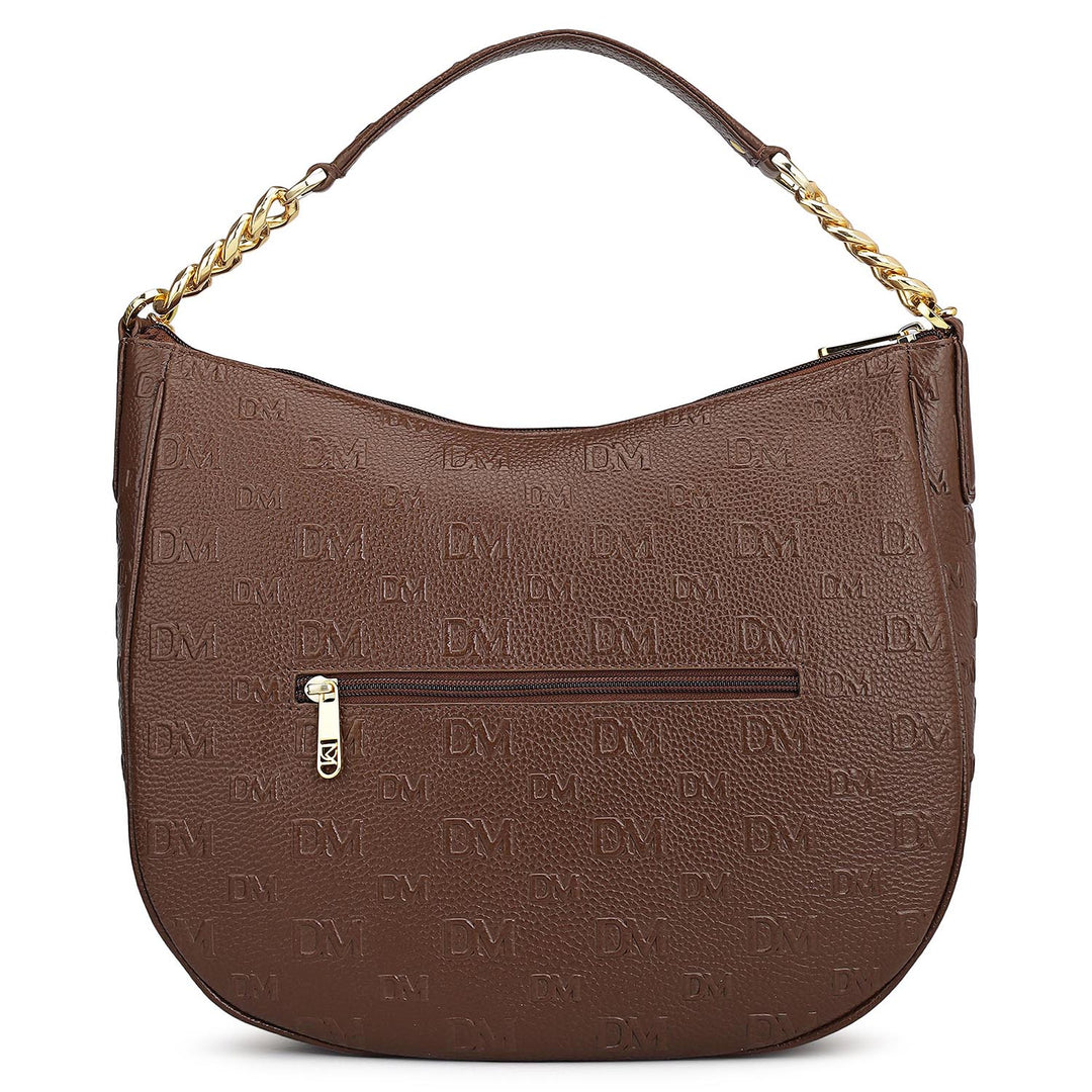 Medium Monogram Wax Leather Hobo - Espresso
